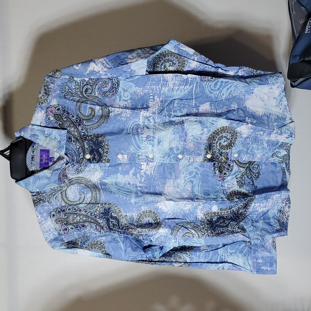 TALLIA COLORFUL BUTTON SHIRT Long Sleeve SIZE Large  16.5 Neck Paisley Print